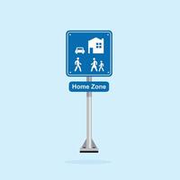 road sign icon, minimalist home zone symbol in blue checkered board. suitable for poster and web icon use vector