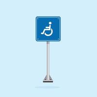 road sign icon, minimalist disabled symbol in blue checkered board. suitable for poster use and web icon vector