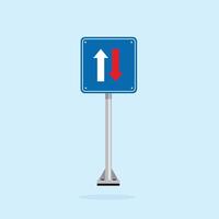 road sign icon, Give way to Oncoming traffic on blue checkered board. suitable for poster use and web icon vector