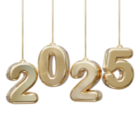 new year 2025 with shiny silver text effect illustration effect rendering png