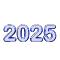 2025 with shiny silver text effect illustration effect rendering png