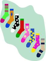 Many multicolored socks, on abstract background vector