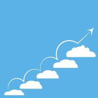 Conceptual poster about growth, progress, arrow to the clouds vector