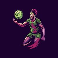 Handball player illustration in flat style vector