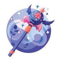 A flat style illustration of magical wand vector