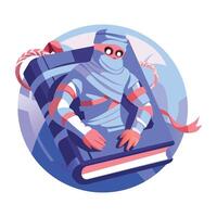 A flat illustration of scary graveyard vector