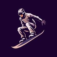 A man enjoy snowboarding, flat style illustration vector