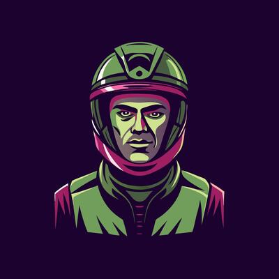 Racer illustration in flat style