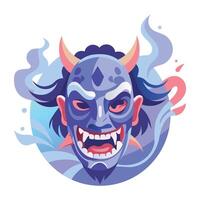 A flat illustration of scary devil face vector
