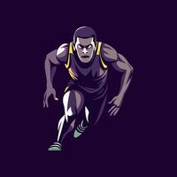 Running race player illustration in flat style vector