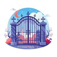 A woman see ghost reflection in mirror, a flat style illustration vector