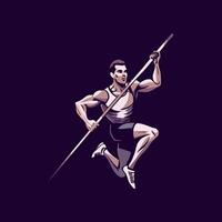 A flat style illustration of pole vault player vector