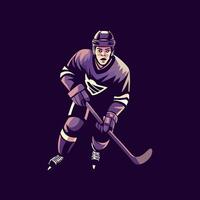 A flat style illustration of ice hockey player vector