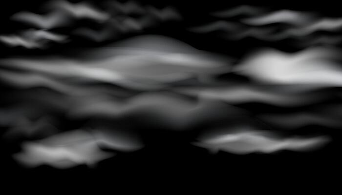 Illustration of white clouds or smoke isolated on black background. Transparent effect.