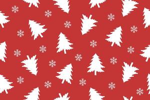 Christmas seamless pattern of white Christmas trees on red background. Christmas background. Christmas paper. vector