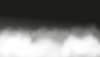 Illustration of white fog or clouds isolated on black background. Transparent effect. vector