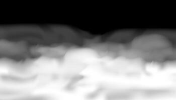 Illustration of white clouds or fog isolated on black background. Transparent effect. vector