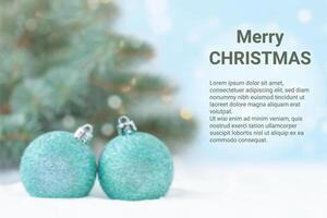 Christmas blurred background with place for text. Christmas greeting. Christmas tree and Christmas ornaments. vector