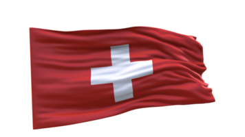 Switzerland Flag 3d render waving fabric textured clipart transparent background image png