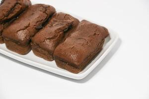 Cake Beams Brownie with Chocolate melted or Kue Balok Brownies. Typical food from Lembang, West Java. photo