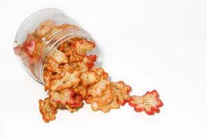 Kerupuk seblak kering Bandung, Traditional Spicy Cracker with star shape from West Java, Indonesia Background photo