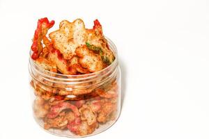 Kerupuk seblak kering Bandung, Traditional Spicy Cracker with star shape from West Java, Indonesia Background photo