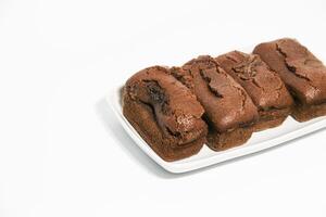 Cake Beams Brownie with Chocolate melted or Kue Balok Brownies. Typical food from Lembang, West Java. photo