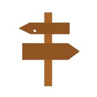Wooden signpost with two arrow planks, one with hole, pointing in opposite directions. vector