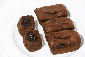 Cake Beams Brownie with Chocolate melted or Kue Balok Brownies. Typical food from Lembang, West Java. photo