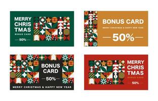 Christmas Geometric Certificate Set, Bauhaus Patterns for Holiday Branding vector