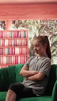 Troubled girl receives therapy for emotional management and mental health, trying to overcome anxiety and hormonal shifts. Working with psychoanalyst to help with low self esteem. Camera B. video