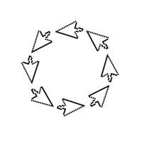 Pixel pointer arrow circle frame. vector