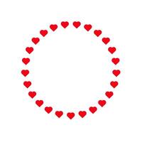Red heart circle frame. vector