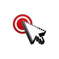 White cursor for computer click on red button. vector