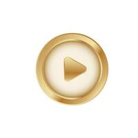 Golden play 3D button. Gold square play. vector