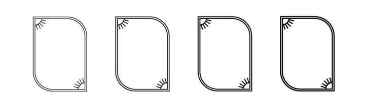 Black outline of frame for decoration. Set of simple dark frameworks vector