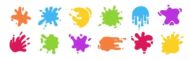 Colorful splash shape in cartoon happy style. Abstract dropped liquid in simple style. vector