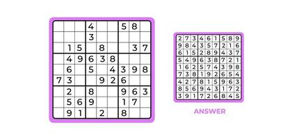 Sudoku boar intellectual game with numbers. Education game for brain activity. vector