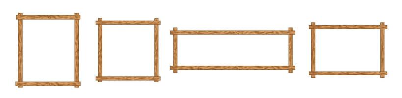 Set of wooden frame for pictures and photos. Decorative frameworks for gallery. vector