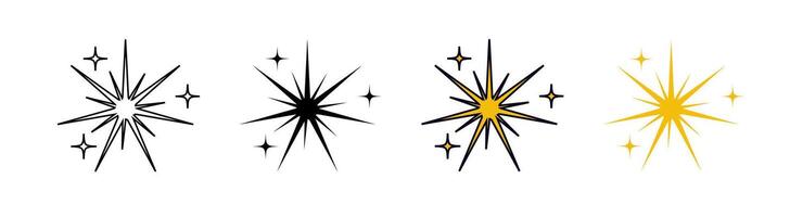 Signs of shining and bright start. Space minimalistic icons. vector