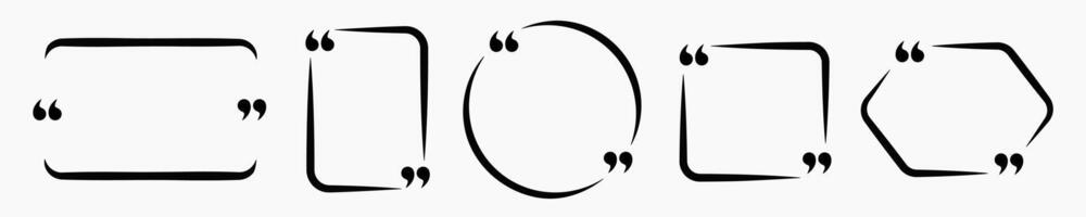 Minimalistic set of quote borders without text in black color. vector