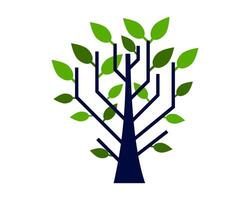 Abstract decision tree in minimalistic style with green leafs. vector