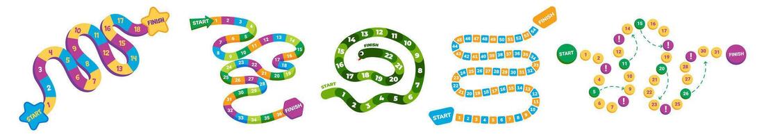 Set if board games for kid in colorful cartoon style. vector