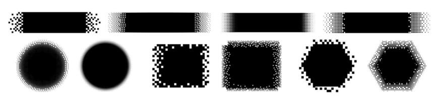 Set of black pixel banners. vector