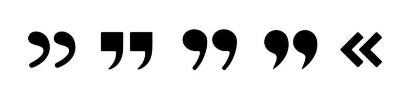 Black quote symbols for text. Minimalistic bold comma icon. vector
