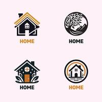 Minimalist Black and White Home Logo Design Ideas. vector
