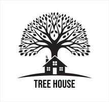 Tree house logo design, illustration vector