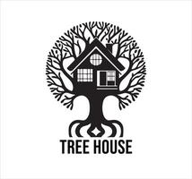 Tree house logo design vector