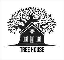 Tree house logo design vector