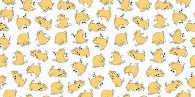 Seamless pattern, set of cartoon cats athletes. Fat happy cats doing gymnastics. Cat with dumbbells, yoga pose. Doodle, background. vector